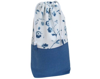 Drawstring knitting bag/craft bag, project storage bag. Knitting storage. Cornflower blue project pouch. Gift for Mum. Drawstring storage.