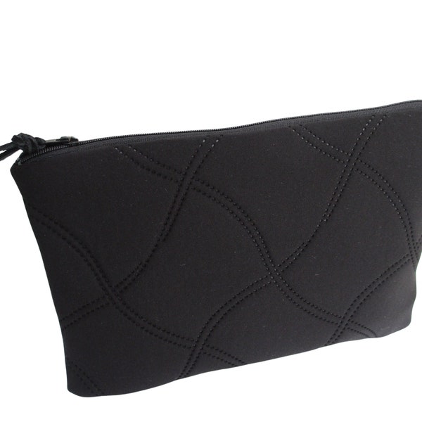 Black quilted clutch bag.  Ladies clutch bag, ladies gift, occasion bag, everyday clutch, zippered clutch.