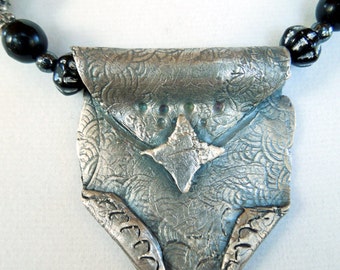 Precious metal Clay (Silver) Necklace - handmade