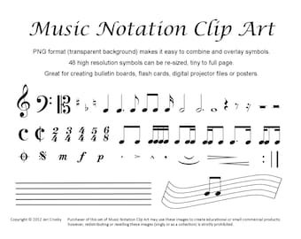 Imágenes Prediseñadas de notación musical: 48 símbolos comunes