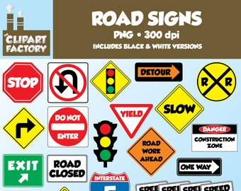 Clip Art: Fun Road Signs - Traffic Signs - 51 total images