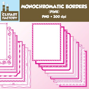 Clip Art: Monocromática Digital las fronteras-rosa - 20 fronteras