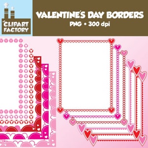 Clip Art: Valentine&#39;s Day Borders - 12 Digital Borders