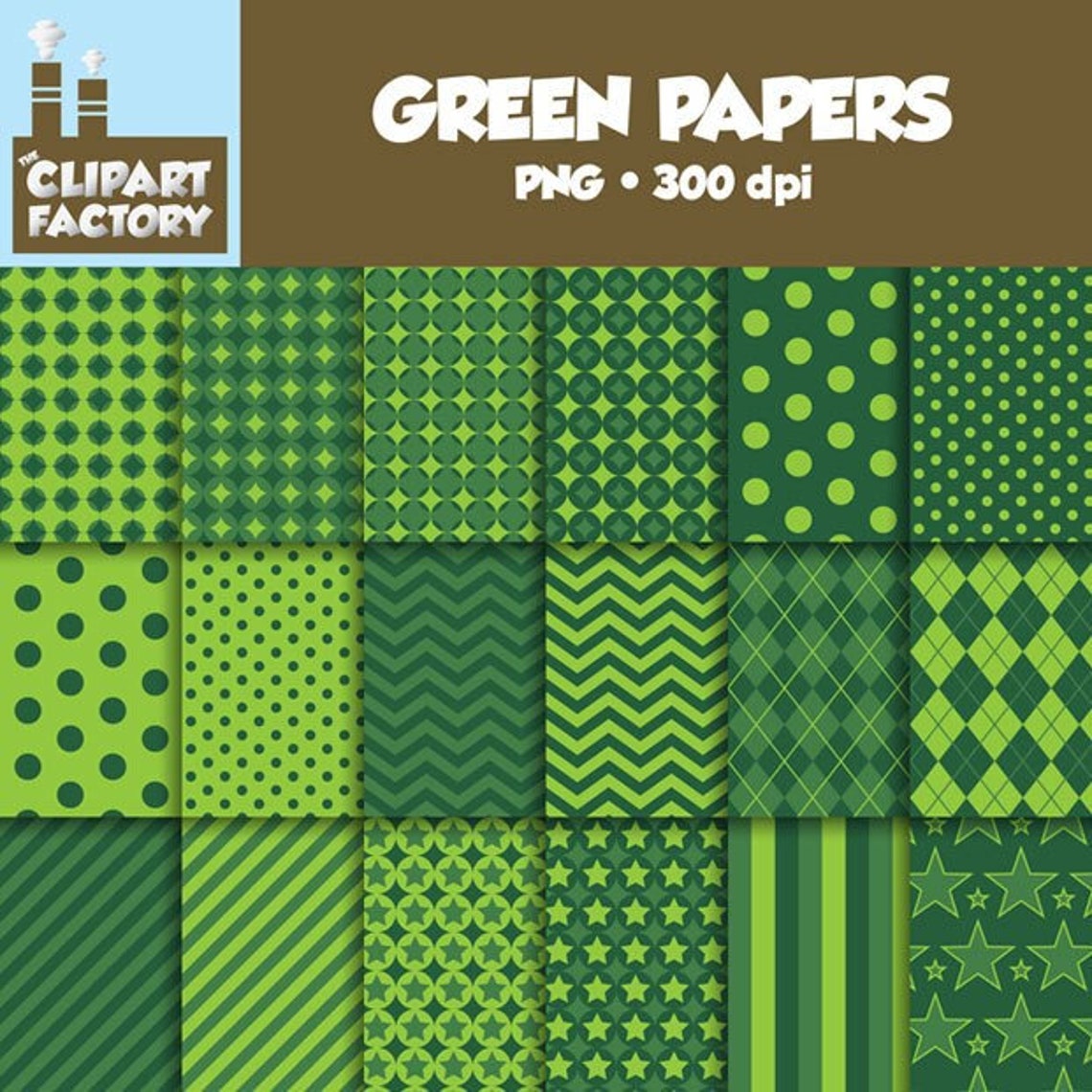 Clip Art: Assorted Green Background Patterns - 18 Digital Papers - Etsy