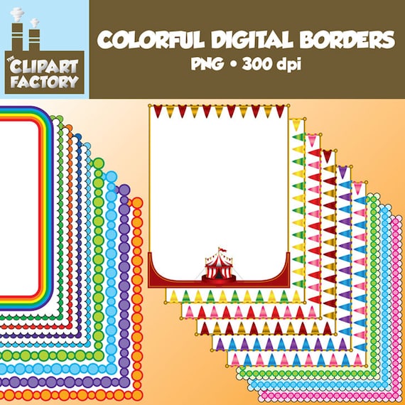 Clip Art Colorful Digital Page Borders , 18 Digital borders / backgrounds / frames