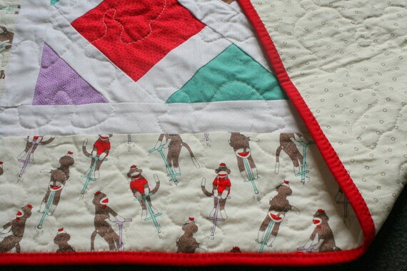 Sock Monkey Crib Quilt Etsy