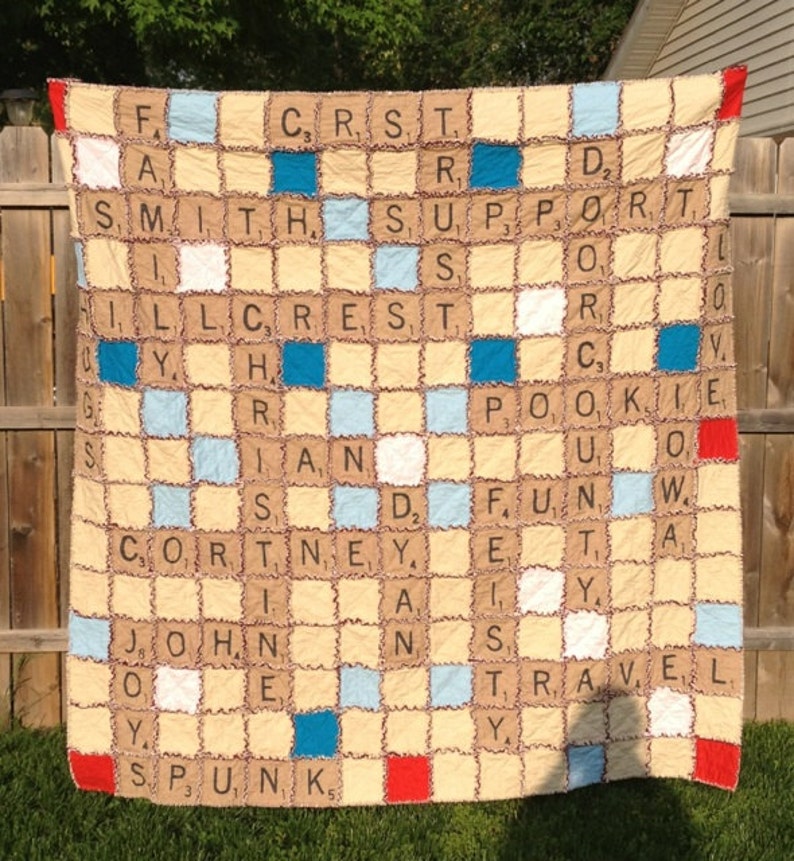 Custom Scrabble Rag Quilt FOR MICHELLE W Etsy