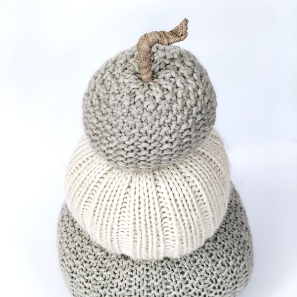 Knit Pumpkin topiary pattern, knit pumpkin pattern, rustic knit pumpkin topiary pattern, Knit farmhouse pumpkin topiary pattern