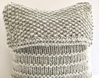 Chunky knit moss stitch pillow cover pattern, Bulky wool hand knit seed stitch pillow cover pattern, cozy housewarming gift pattern