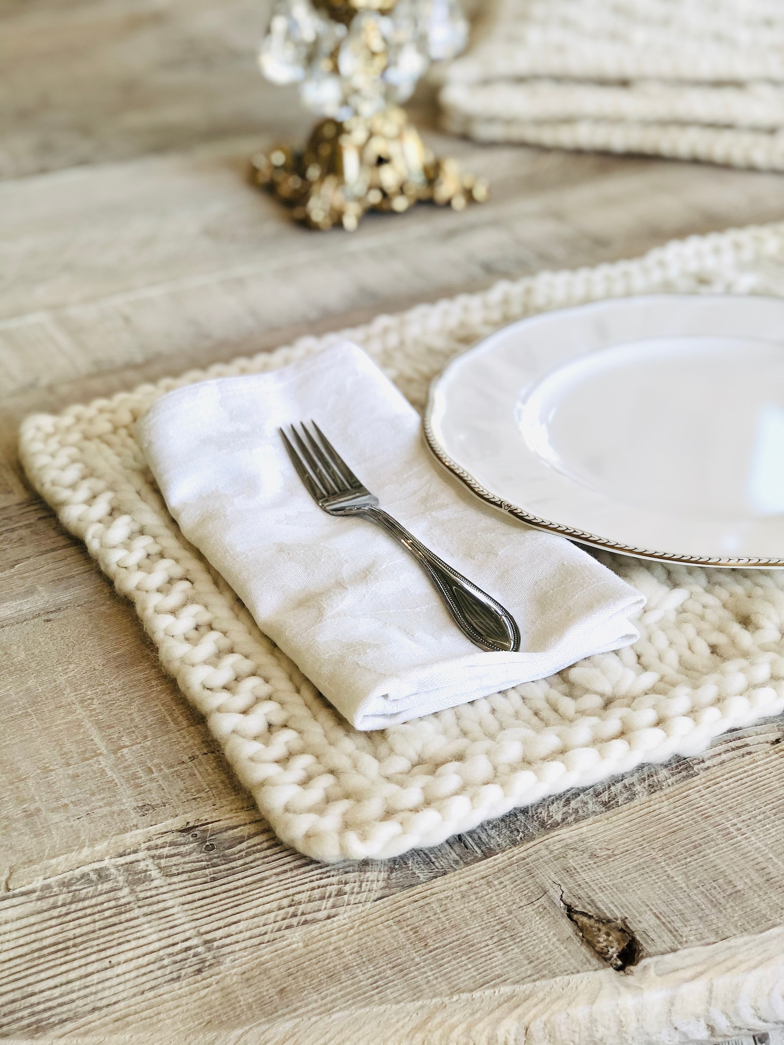 Knit Placemats Handknit Wool Placemat Peruvian Highland Etsy