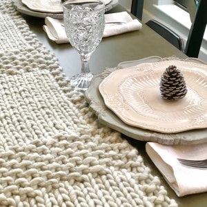 Knit Moss Stitch Table Runner Pattern, hand-knit moss stitch table runner pattern, House warming gift, table runner pattern, farmhouse decor image 5