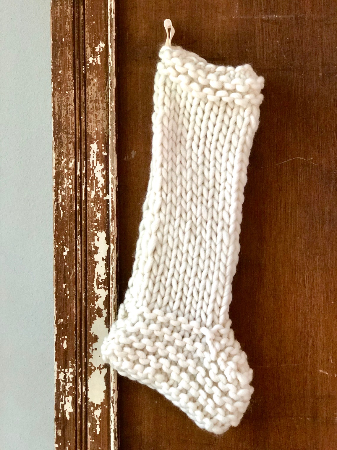 Chunky Knit Christmas Stocking Pattern Handknit Christmas Etsy