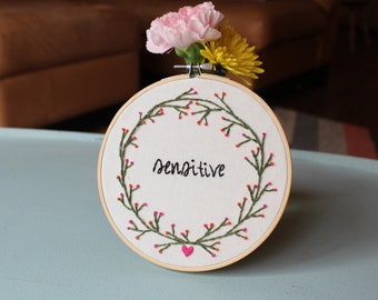 Sensitive-Hand Embroidery-Wreath-6inch hoop