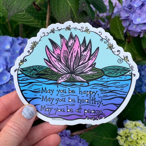 Lotus Mantra Sticker Vinyl Decal for Computer or Water Bottle