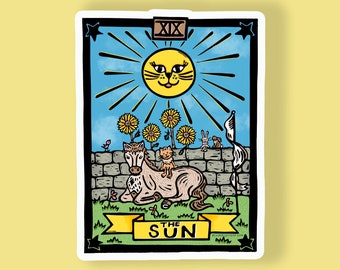 The Sun Cat Tarot Card Die Cut Vinyl Sticker