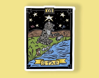 The Star Cat Tarot Card Die Cut Vinyl Sticker