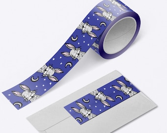 Happy Bunny Rabbit and shiny stars Washi Tape