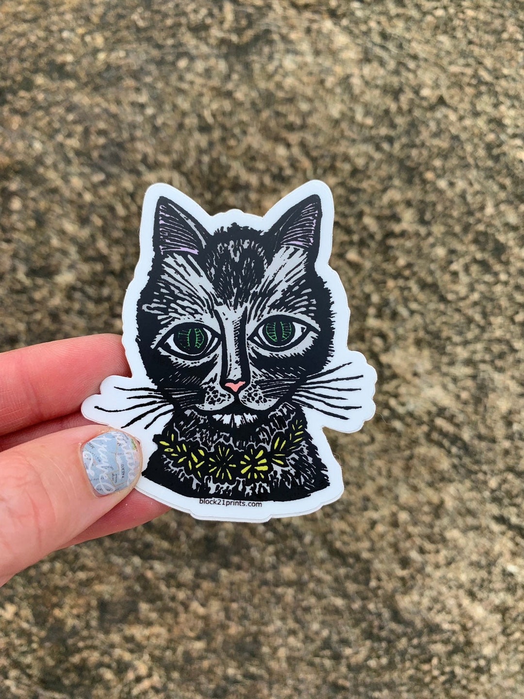 Black Cat Face Sticker – Vinyl Weatherproof Decal, Gift for Cat Lover ...