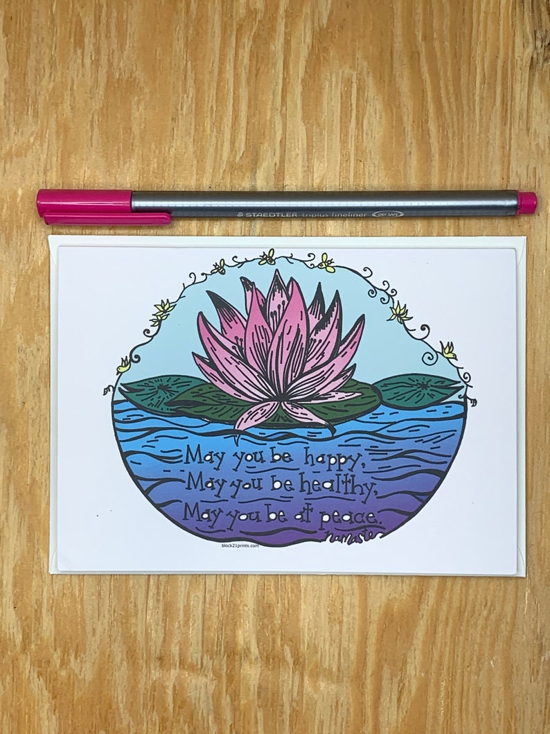 Mantra Lotus Blank Greeting Card 4 X 6 image 1