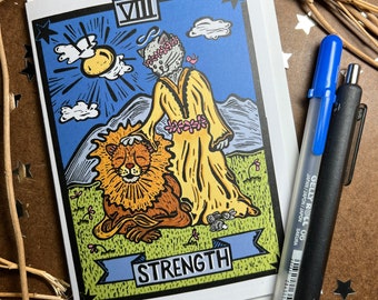 Strength Tarot Blank Greeting Card 4" X 6"