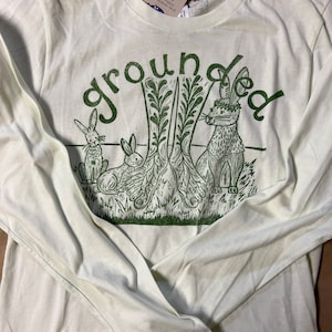 Grounded - Bunnies - Earth Long Sleeve Triblend light green Tee - unisex