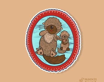 Otters Swimming Sticker Decal