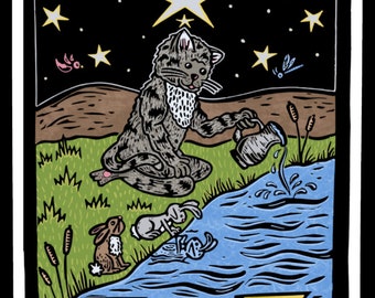 The Star Cat Tarot Card Die Cut Vinyl Sticker