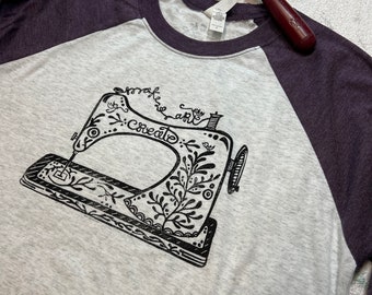 Vintage sewing machine Unisex Cut 3/4 sleeve Tee