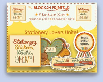 Stationery Lover Sticker Set – Pen Washi Notebook Stickers, Gift for Stationery Addict, Planner Stickers, Paperie Gift
