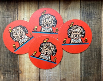 Cute Dog drink coasters -set of 4