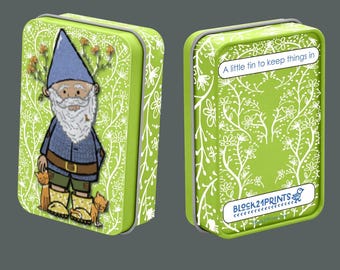 Gnome Trinket Tin | Whimsical Gift | Cottagecore Storage Tin