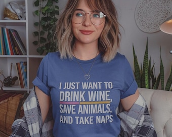 Wine, Dogs, Naps T-Shirt: Animal Lover Tee