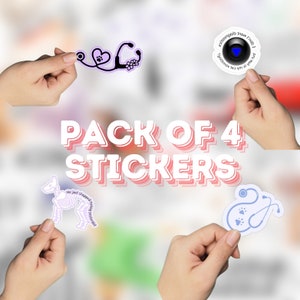Vet Tech Sticker Pack: Waterproof Veterinary Stickers (4-Pack)