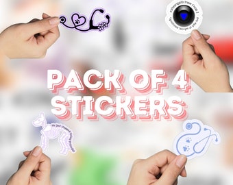 Vet Tech Sticker Pack: Waterproof Veterinary Stickers (4-Pack)