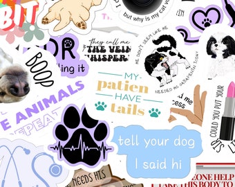 Veterinary Waterproof Sticker Pack, Vet Tech Gift, Animal Stickers