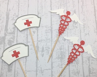 Nurse Cupcake Toppers - Nurses Week, Food Picks, Nursing School, Graduation Party, Class of 2024