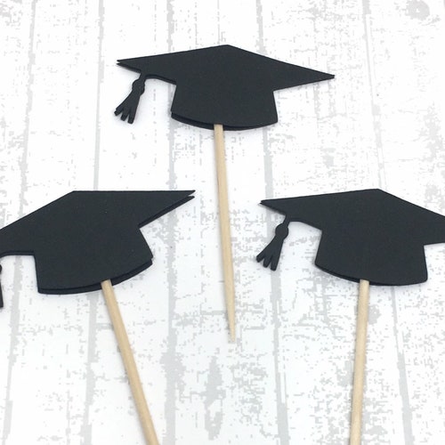 Graduation Cap Cupcake Toppers College Graduation Party Food - Etsy