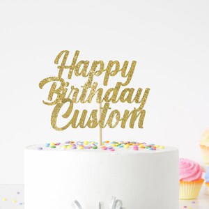 Happy Birthday Custom Cake Topper - Personalized Name Sign Decoration