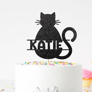 Custom Cat Cake Topper - Cat Name, Centerpiece pick, Personalized topper, Cat Birthday Cake, Kitten Theme, Cat Party, Birthday Party