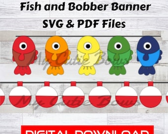 Big One Fishing Birthday Party Banner SVG PDF - Digital Download Fish Theme First Birthday