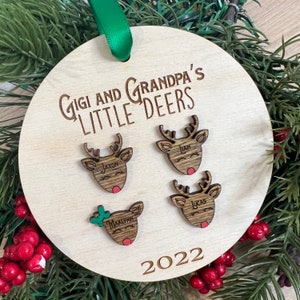 Family Personalized Christmas Reindeer ornament, Laser Engraved, Grandparent Ornament, Family Ornament, Custom Ornament, Grandparent Gift