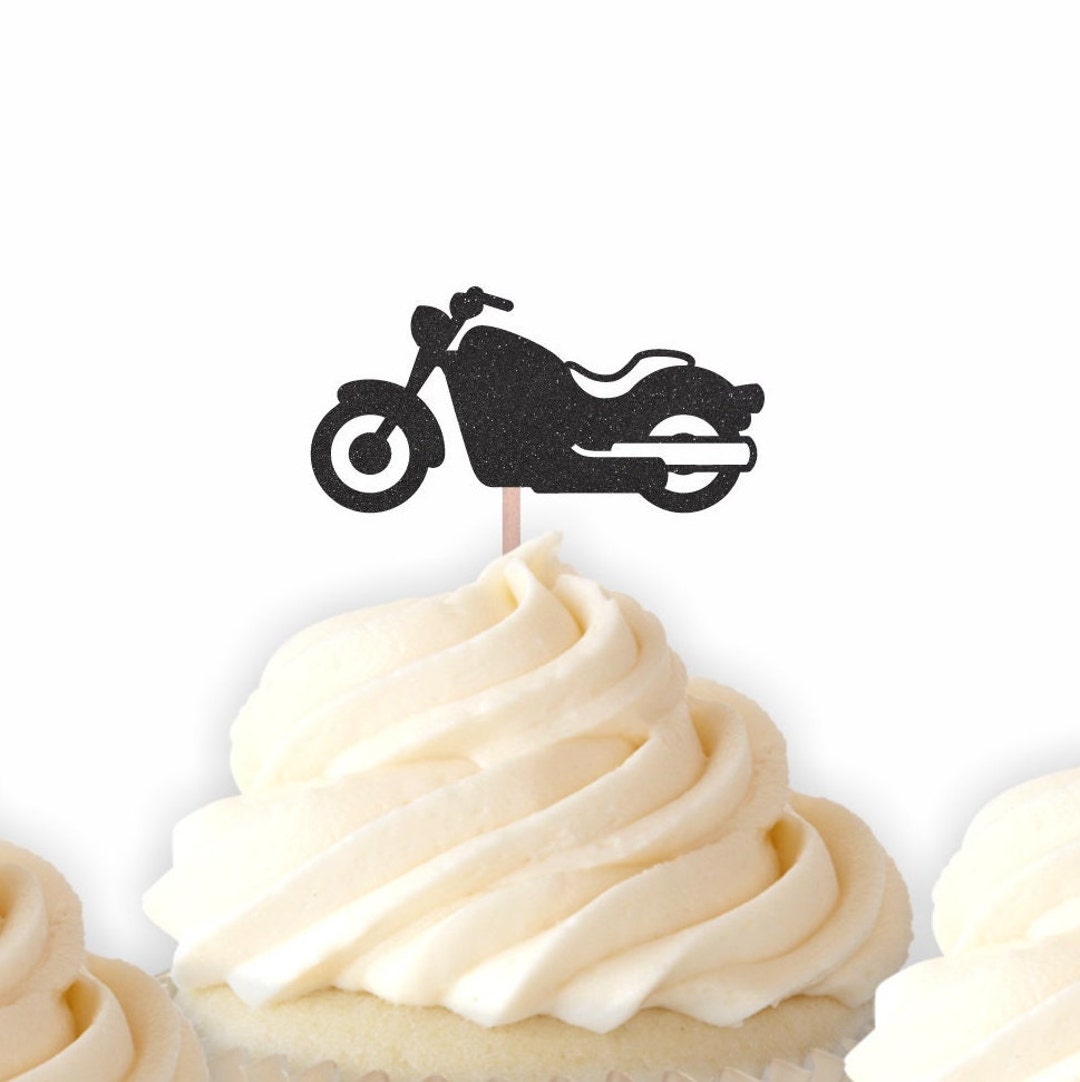 Motorcycle Cupcake Toppers, Motorcycle Party Decorations, Biker Food