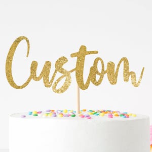 Custom Script Cake Topper, Personalized Glitter Name Decor