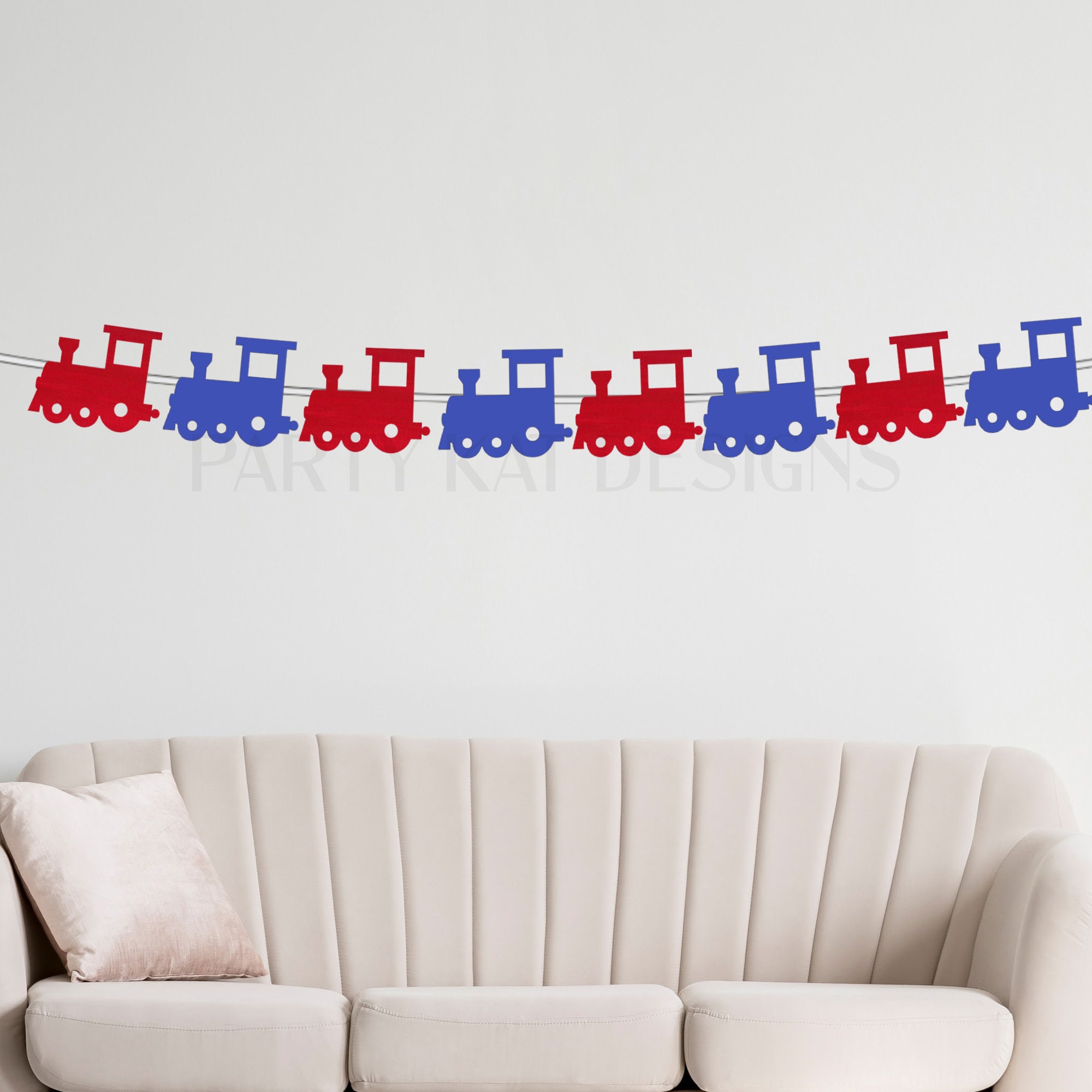 Train Party Banner - Train Garland, Train Birthday Decoration, Travel Theme, Birthday Party, Baby Shower