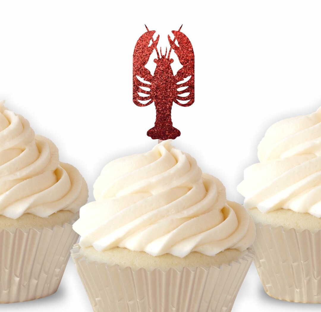 Lobster Cupcake Toppers, Nautical Party Decor, Ocean Party, Nautical ...
