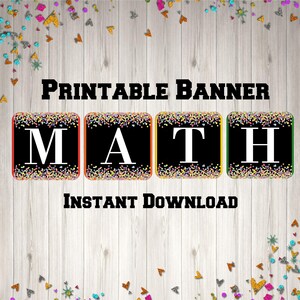 Printable Math Banner - Instant Digital Download, Classroom Banner, Classroom Decor, Bulletin Board
