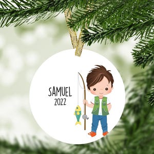 Boy Fishing Personalized Christmas Ornament - Fishing Ornament Personalized Gift image 5