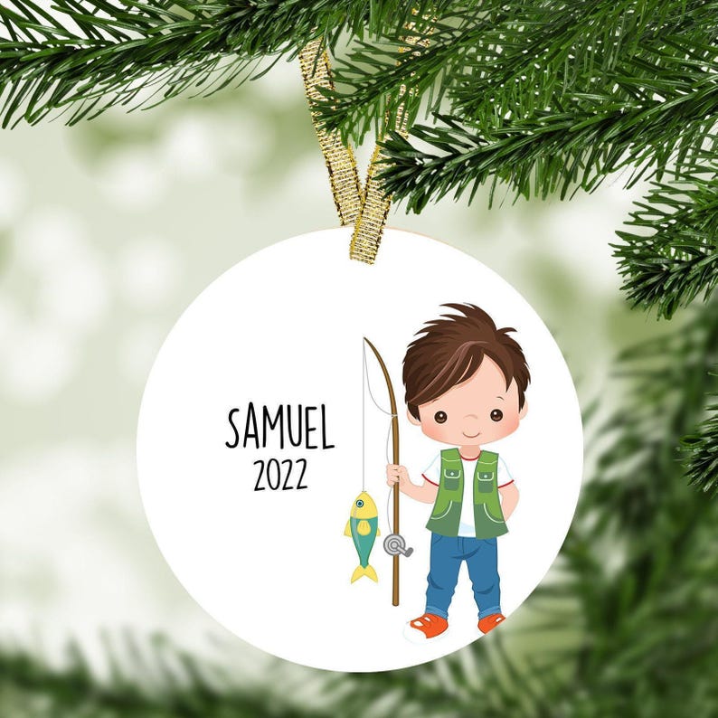 Boy Fishing Personalized Christmas Ornament - Fishing Ornament Personalized Gift image 5