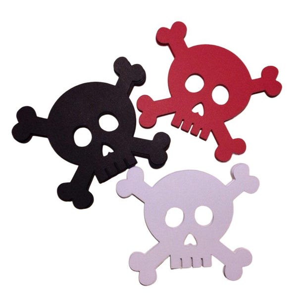 Skull & Crossbones 5" Paper Die Cuts - Birthday Party, Pirate Party, Halloween Party, Place Cards, Favor Tags, Jolly Roger