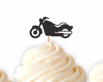 Motorcycle Cupcake Toppers, Motorcycle Party Decorations, Biker Food Picks, Party Decor, Motorcycle Birthday Decorations